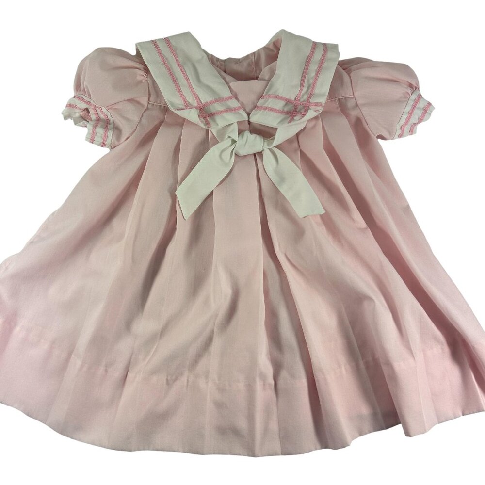 Pink Sailor Collar Kids Casual Dress